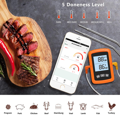 China Manufacture BBQ Wireless Meat Thermometer dual probe Digital Meat Thermometer